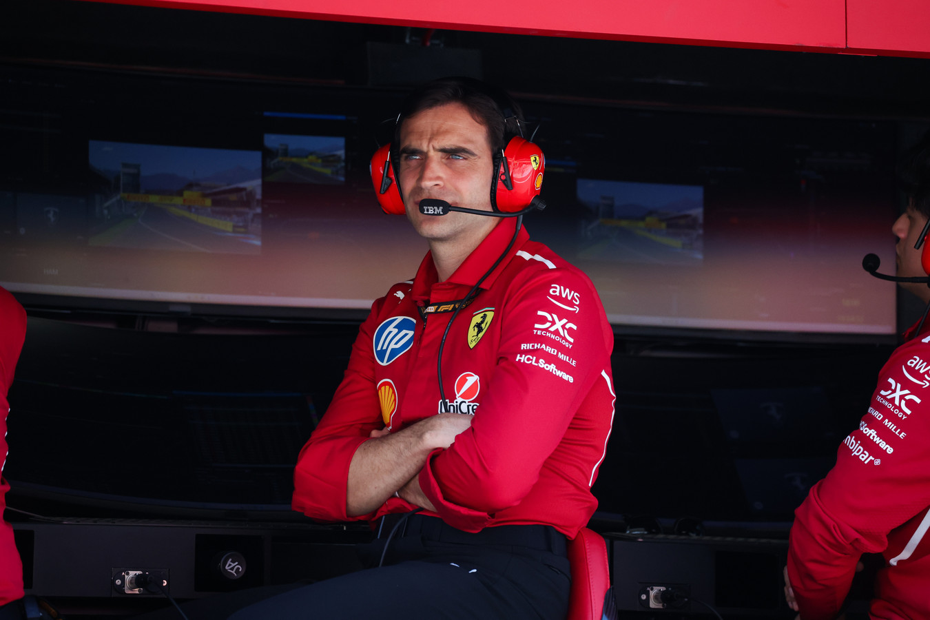 A race engineer on the pit wall
